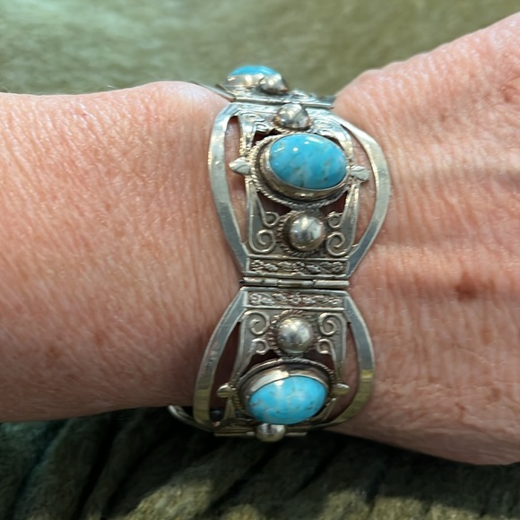 Vintage Hubbell Glass Mexico Alpaca Bracelet - Picture 15 of 16